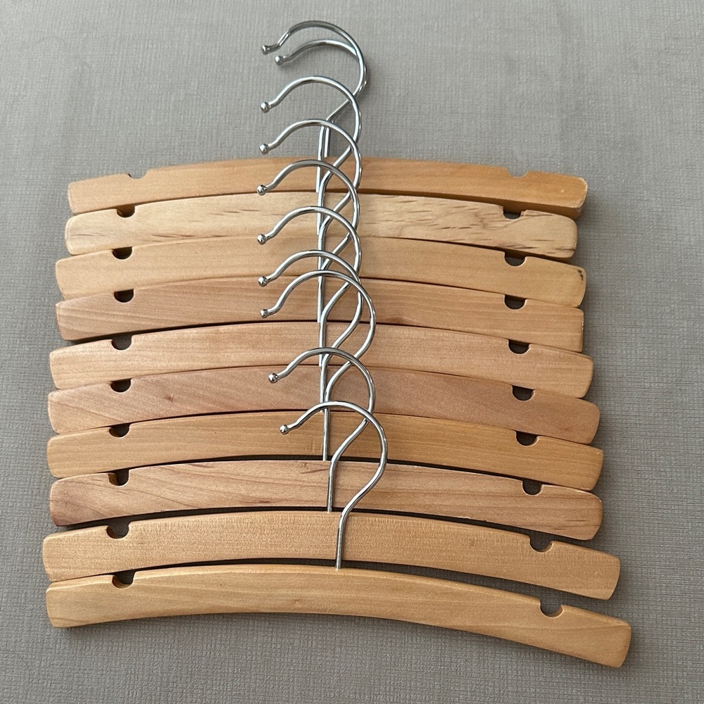 Kids Clothes Wooden Hangers Set - Natural Brown 10 pc
